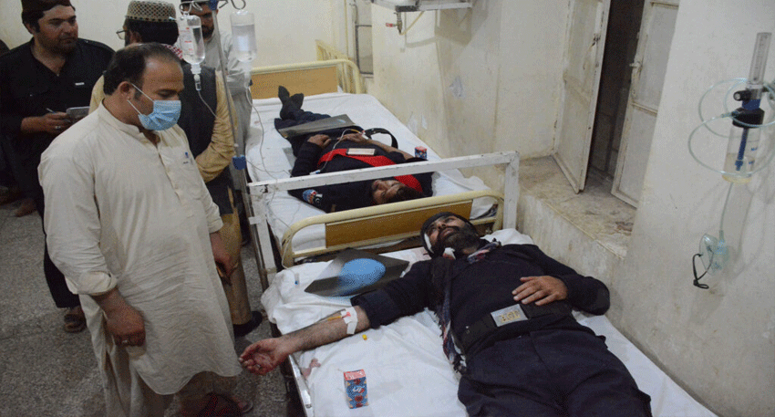 Police investigate a grenade attack near a private hospital on Patel Road in Quetta