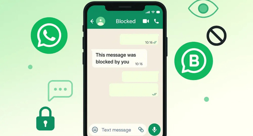 Smartphone displaying a WhatsApp chat that says 