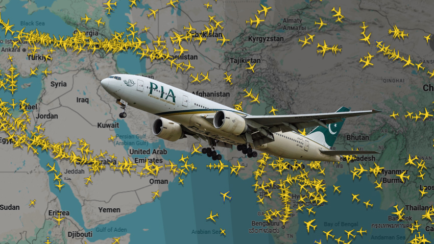 Middle eastern and Asian airspace. File Photo