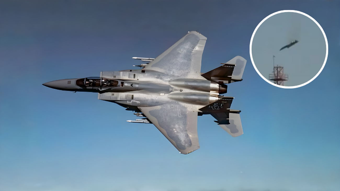 US F15E fighter jet in the air. File Photo