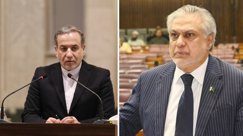 Foreign Minister Ishaq Dar and Iranian Foreign Minister Seyyed Abbas Araghchi, File photo