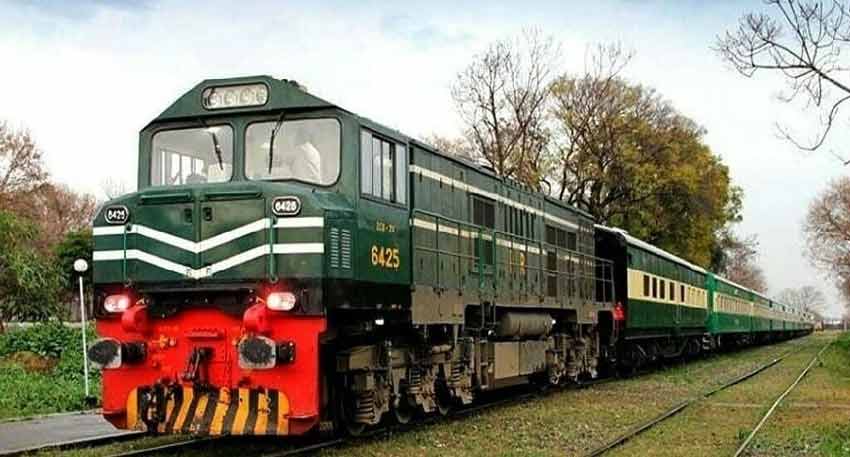 Pakistan railway train on track