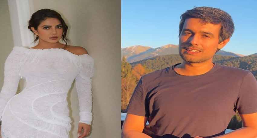Split image of Dhruv Rathee and Priyanka Chopra