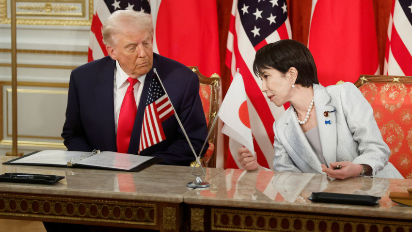 President Trump with the Prime Minister of japan. File photo