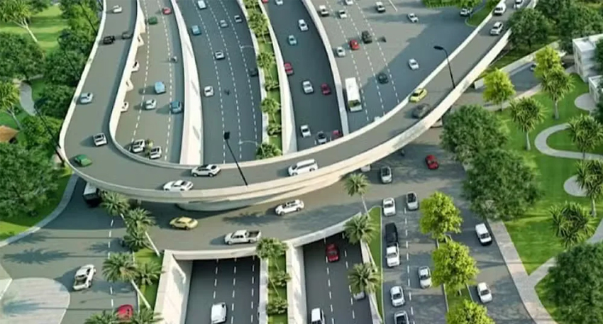 Pedestrian bridges under construction at Kutchery Chowk to improve safety and traffic flow.