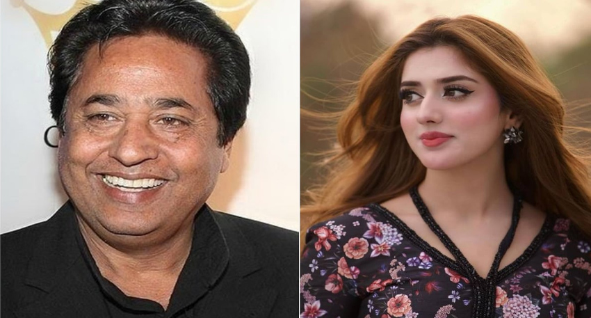 Side-by-side portraits of smiling Pakistani director Syed Noor and TikTok star Jannat Mirza in a floral outfit.