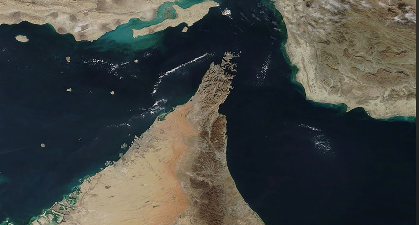 Satellite image of strait of Hormuz