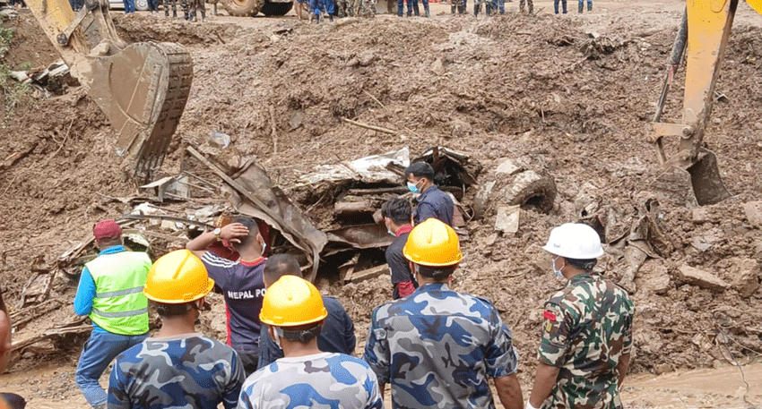 Rescue teams search hydropower tunnels for workers after devastating floods in Nepal