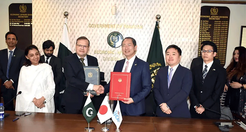 Japan and Pakistan officials sign an agreement to strengthen flood protection infrastructure in Sindh.