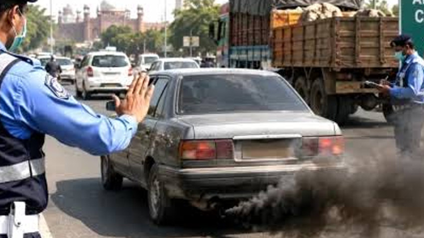 Lahore traffic police have asked citizens to report smoke-emitting vehicles. File photo
