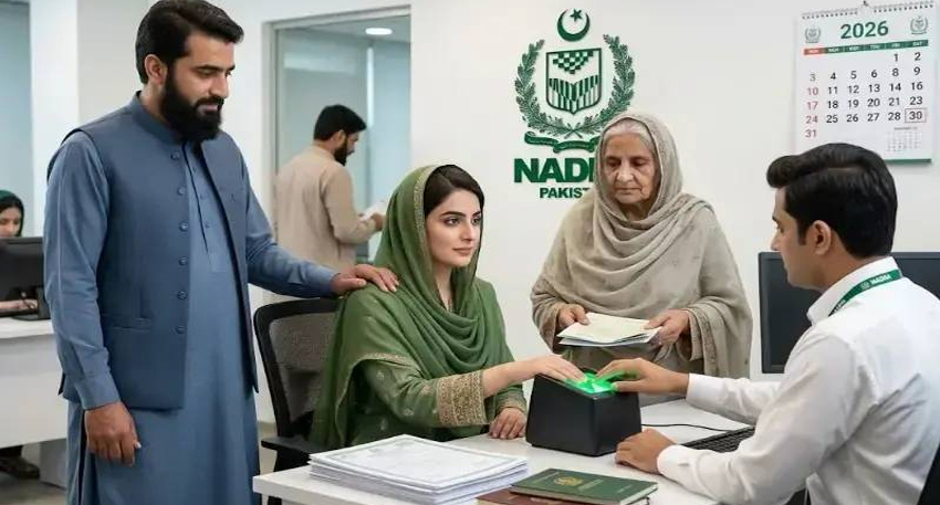 A woman verification at a NADRA office in Pakistan.