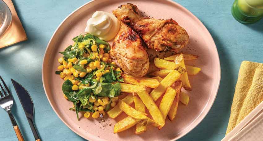 Baked Chicken, Fries, and Veggies (for Iftar Dinner)