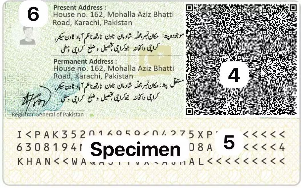 (4) QR Code, (5) Additional Information for NICOP and POC, (6) Bilingual Data